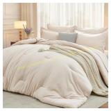 MUXHOMO 5-Piece Twin XL Comforter Set, Beige