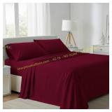 Carressa Linen 800TC Cotton Bedsheet Burgundy **sz