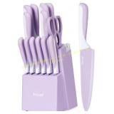 hecef 15-Pc Kitchen Knife Set w/ Sharpener