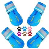 QUMY Dog Boots Waterproof 4Pcs Set (Blue)