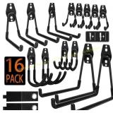 Steel Garage Hooks - 16 Pack Mounts