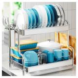 GSlife 2-Tier Dish Rack, Stainless Steel