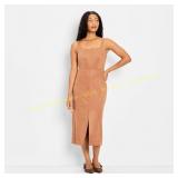 Future Collective Suede Midi Dress, Brown Sz M