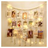 Macrame Photo Display with Clips & Lights