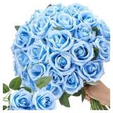 Rose 30 Pcs Real Touch Silk Bouquets Blue