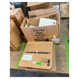 Cardboard dinner boxes, plastic letters