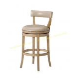 Maven Lane Alexander Bar Stool, Oak & Leather