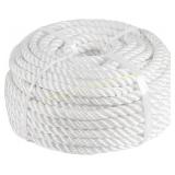 1/2 in. 100 ft White Polyester Rope, 3-Strand