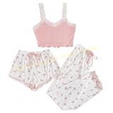 Milumia 3-Piece Pajama Sets: Cami Top & Shorts