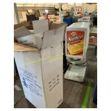 Nacho cheese dispenser, shake mixer, aprons
