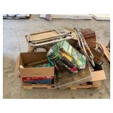 Baskets, lawn chairs, suit cases