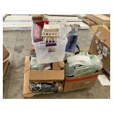 Holiday decor, clothing, plastic totes