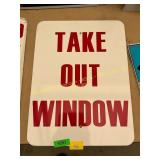Take out window metal sign