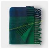 Woven Plaid Throw Blanket, Dark Green