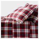 Queen 400 TC Holiday Sheet Set Red Plaid