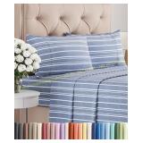 Comfy 4-Piece Sheet Set, Blue Stripes