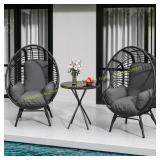 Wicker Egg Chair Set with Table, Outdoor