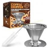 Stainless Steel Pour Over Dripper, 3.18x4.48"