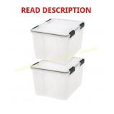 IRIS 46 Qt Plastic Storage Bins with Lids 2Pk