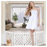 White 16" Foldable Dog Gate, Extends to 41"