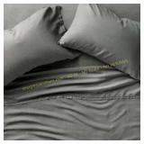 Casaluna Full Linen Sheet Set Dark Gray