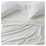 Casaluna Queen Linen Sheet Set Gray Stripe