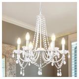 LynPon Crystal Chandelier, 6 Lights, White