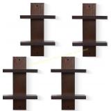 2-Tier Wall Shelf Unit, 4 Pack Walnut