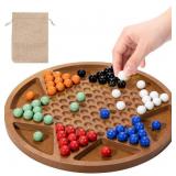 Wooden Chinese Checkers Set with 60 Marbles