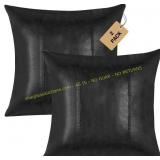 Faux Leather Pillow Covers 18x18, Black