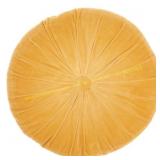 Sofia Yellow Ruched Velvet Round Throw Pillow