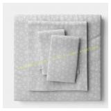 Queen Flannel Sheet Set Gray Snowflake