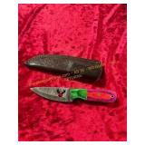 Damascus Carved Knife with Sheath