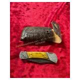 Damascus Pocket Knife with Sheath