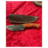 Damascus Hunting Knife with Sheath