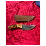 Damascus Hunting Knife with Sheath