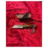 Damascus Keychain Knife with Sheath