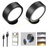 EZVALO LED Wall Sconces, 3 Temps, Remote (2)