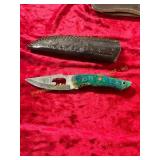 Damascus Carved Knife with Sheath