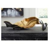 Melinda Black/Gold 20 in. x 6 in. Leaves Sculpture