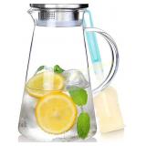 SUSTEAS 2.0L Glass Pitcher with Lid