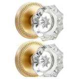 Brushed Gold Glass Door Knob Dummy 2 Pack