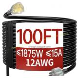 100 ft 12ga Extension Cord, 15A SJTW
