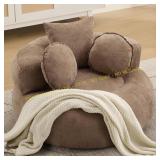 WUTUTUEE Round Chair, Chenille Lounge, Brown