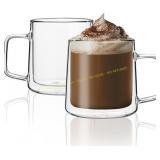 CNGLASS Glass Coffee Mugs, Double Wall Cups