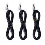 RJ11 Phone Cord 6ft Male to Male 3-Pack Black