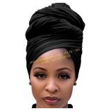 Urban Turban Head Wrap, Ultra Soft (1Pk Black)