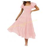 ZESICA Summer Square Neck Midi Dress size s