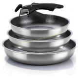 Stainless 3-Piece Frying Pan Set (10/11/12.5")