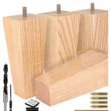 Square Ash Wood Furniture Legs Set of 4 (6")